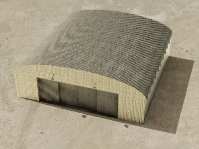 Hangar model 3D low poly military shelter Low-poly 3D model