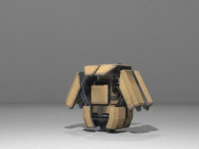 Military low-poly folding sentry gun with animation Free low-poly 3D model