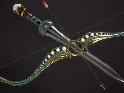 Sword and Bow Pearl Theme Low-poly 3D model