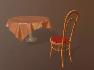 Table chair Free low-poly 3D model get