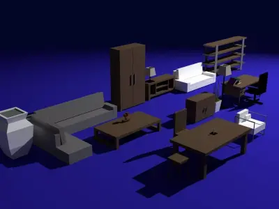 Furniture Pack  Low-poly 3D model