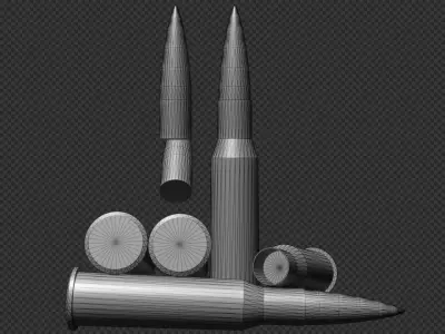 762x54R Cartridge Low-poly 3D model