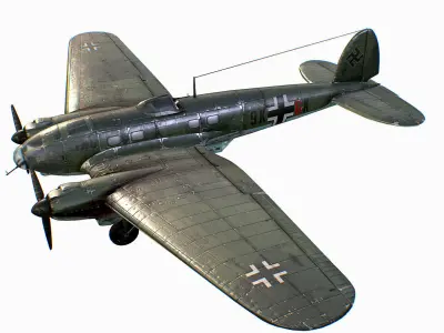 German medium bomber Heinkel He 111 series Low-poly 3D model