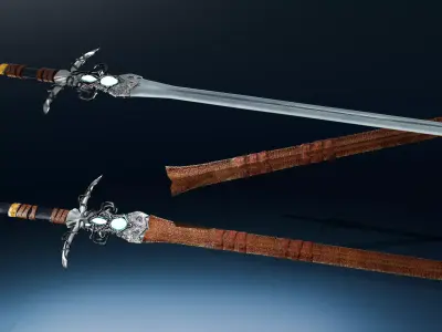 Royal Sword PBR Game-Ready Low-poly 3D model Low-poly 3D model
