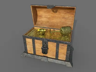 Chest Low-poly 3D model treasure Low-poly 3D model