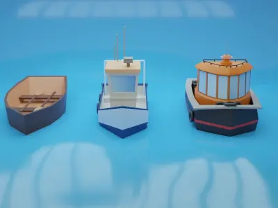Low-Poly Boat Pack Low-poly 3D model