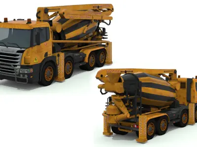 concrete mixer truck Low-poly 3D model