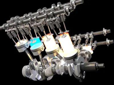 V8 Engine Ignition Animation 3D model