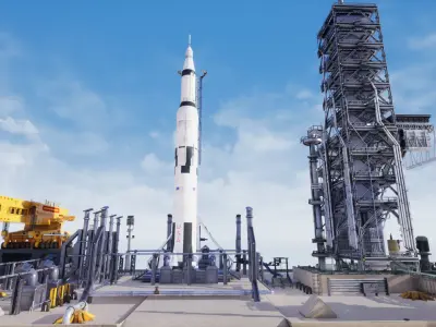 US Rocket Launch  Modular Environment Low-poly 3D model
