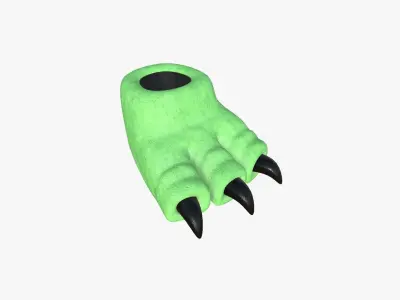 Slippers G05 Green Light Dino Paw - Costume Character Design Low-poly 3D model
