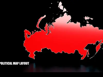 RUSSIA POLITICAL MAP LAYOUT  Low-poly 3D model
