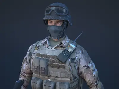 Soldier in camouflage Low-poly 3D model