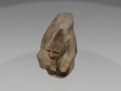 Egyptian stone bust Low-poly 3D model