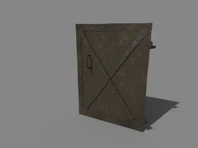 Iron stove door lid Low-poly 3D model