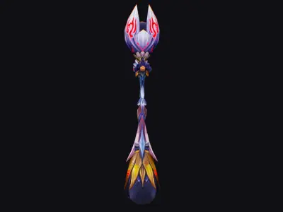 Magic Wand Rod Stick Fairy Staff Scepter Inventory Item Low-poly 3D model