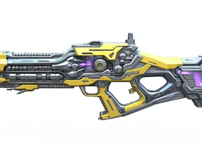 Futuristic yellow high energy rifle High Poly Resolution  3D model