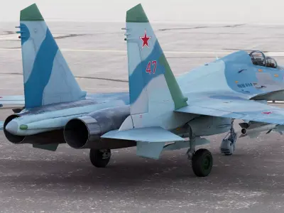 Russian Fighter Jet Sukhoi SU-27UB Flanker C 3D model