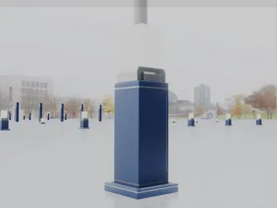 Street Light 8 Bollard 500mm Futuristic Blue Version 3 Low-poly 3D model