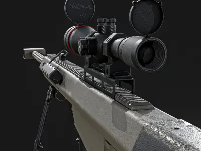 Barrett 50 Cal Sniper Rifle    Low-poly 3D model