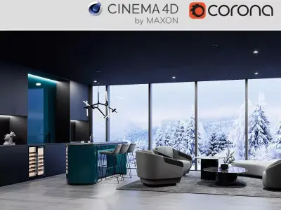 Corona - C4D files - Commercial Interior Space 3D model