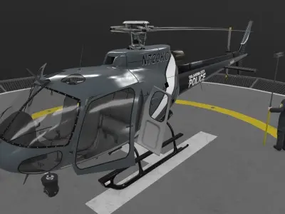 AS-350 Oklahoma City Police Animated Low-poly 3D model