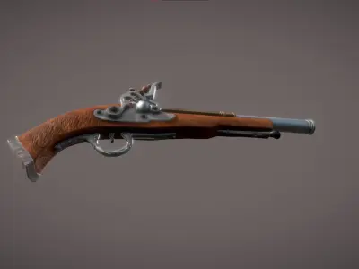 Flintlock Pistol Low-poly 3D model