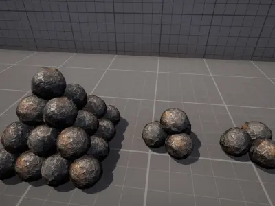 Damaged Pirate Cannons Low-poly 3D model