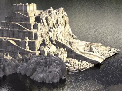 Ziggurat ancient structure 1 3D tiled texture provided  3D model