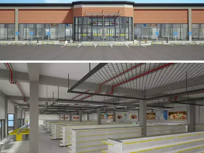 Supermarket Building Full 3D model