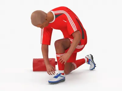 Soccer Player with Shoe Bag Fur 3D model