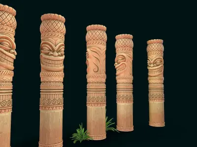 Stylized Wood Totem 9 Low-poly 3D model