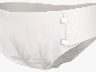Healthcare Adult Diaper with Adjustable Tabs White 3D model