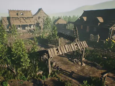  Modular Medieval Village - Unreal Project Low-poly 3D model