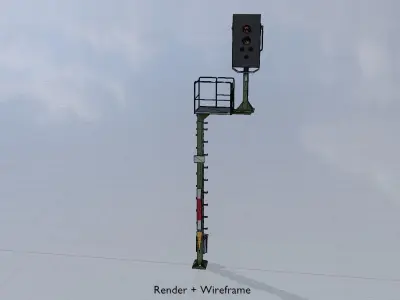 KS Railway Signal Post 7000mm Version-12 Low-poly 3D model