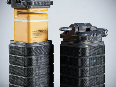 Sci-fi Bulky Frag Grenade Low-poly 3D model