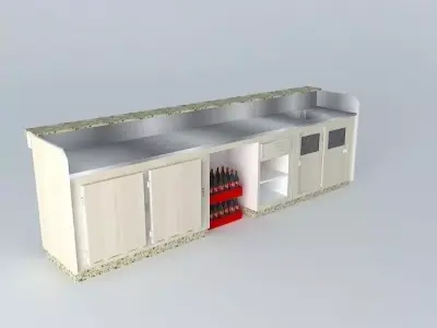 Kit bar counter with shelves and drawers Free 3D model