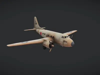 vintage military transport airplane 3D model