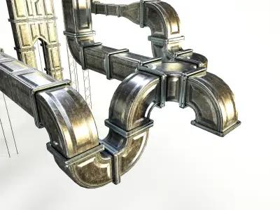 Industrial Modular Ventilation System 20 Parts Low Poly Textured Free low-poly 3D model