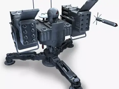 Missile Turret Game Ready PBR Textures Low-poly 3D model