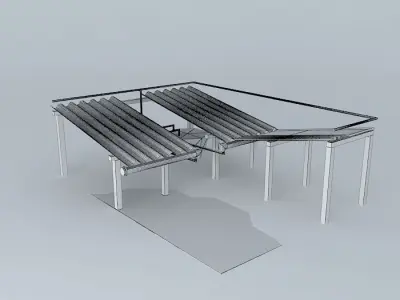 Hydroponics bench with tiles 3D model
