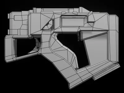 Sci-fi Metalic Pistol Gun Low-poly 3D model