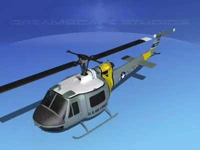 Bell UH-1B Iroquois V07 US Air Force 3D model