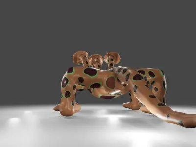 Three headed dragon lizard creature monster 3D model