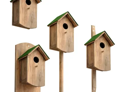 Wooden birdhouse 3D model