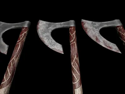 Viking Axe Pack-3 Low-poly 3D model
