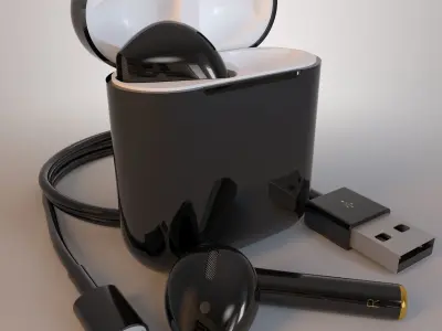 Apple AirPods Wireless White and Jet Black 3D model