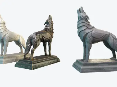 Howling Wolf Low-poly 3D model