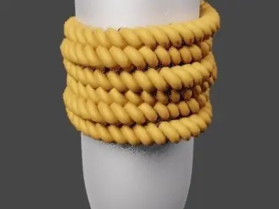 weapon silver spiked with wooden handle 3D model