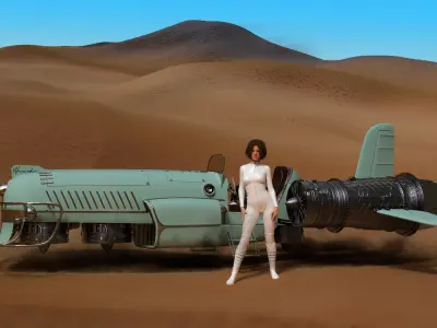 Retro futuristic flyer 3D model