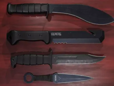 Tactical Knives Pack Low-poly 3D model